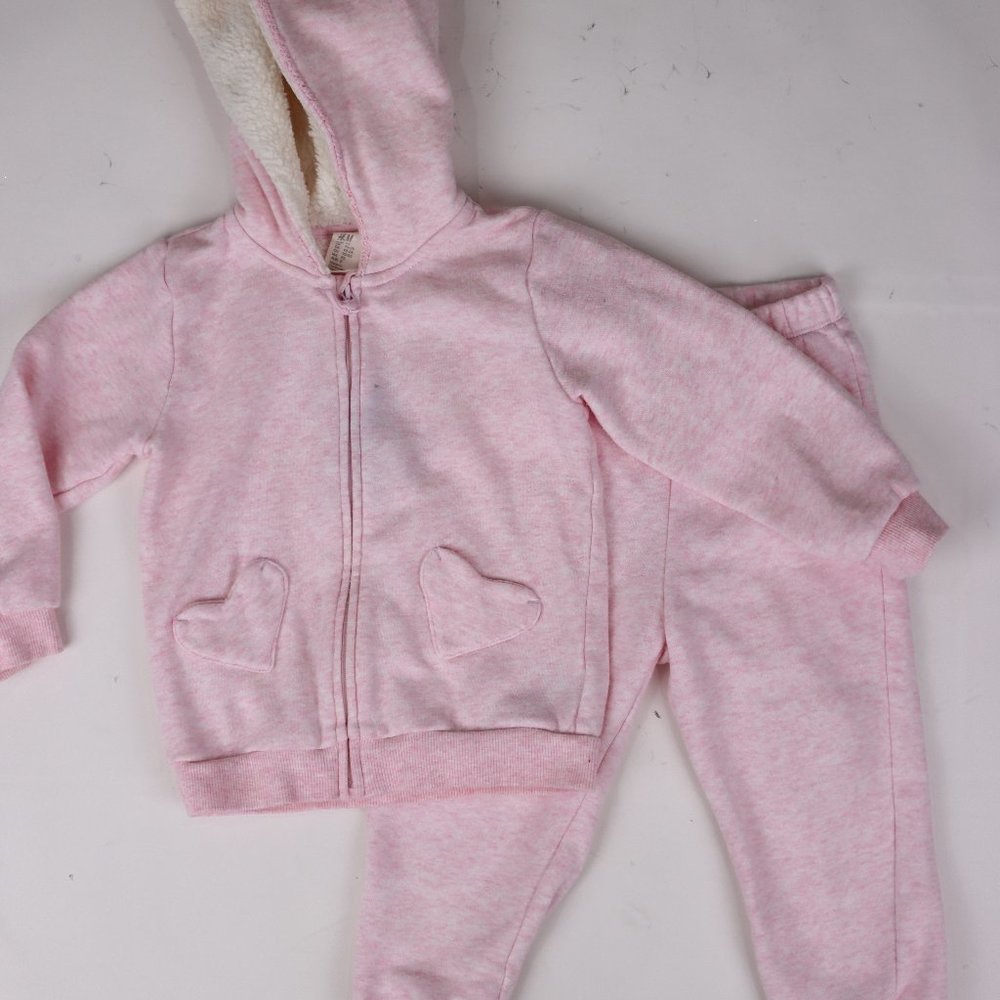 H&M NWOT Pink Fleece Interior Jogging Track Suit Pyjama Sweats Girls 12-18 M